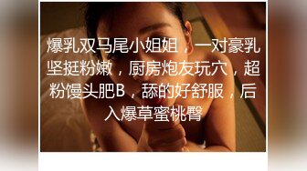 爆乳双马尾小姐姐，一对豪乳坚挺粉嫩，厨房炮友玩穴，超粉馒头肥B，舔的好舒服，后入爆草蜜桃臀