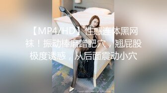 【MP4/HD】性感连体黑网袜！振动棒磨蹭肥穴，翘屁股极度诱惑，从后面震动小穴